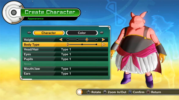 dragon ball z ultimate tenkaichi character creation